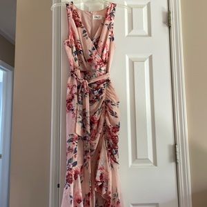 Eliza j size 6 dress worn once .  Dress has belt and rouging to the side